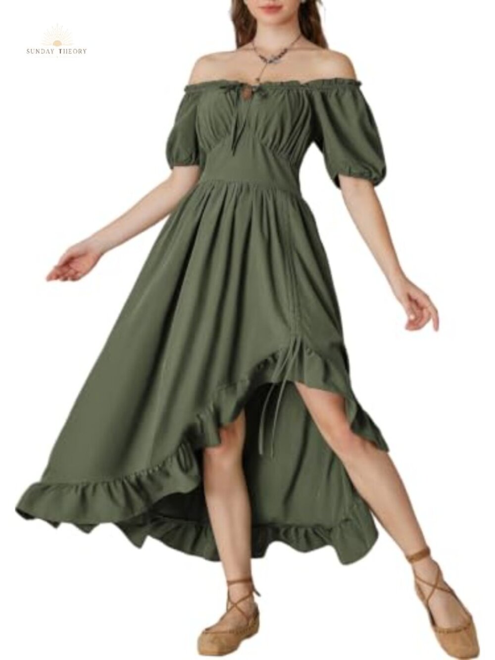 Renaissance Corset High Low Dress Victorian Peasant Costume